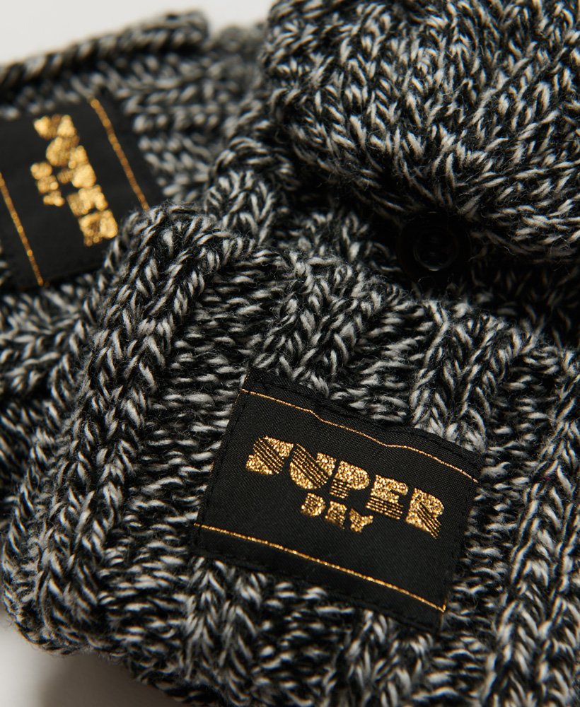 Superdry Cable Knit Gloves Black Fleck