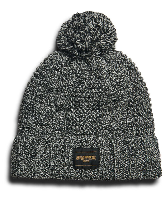 Superdry Beanie Superdry Clothing Superdry Cable Knit Beanie Hat Black Fleck