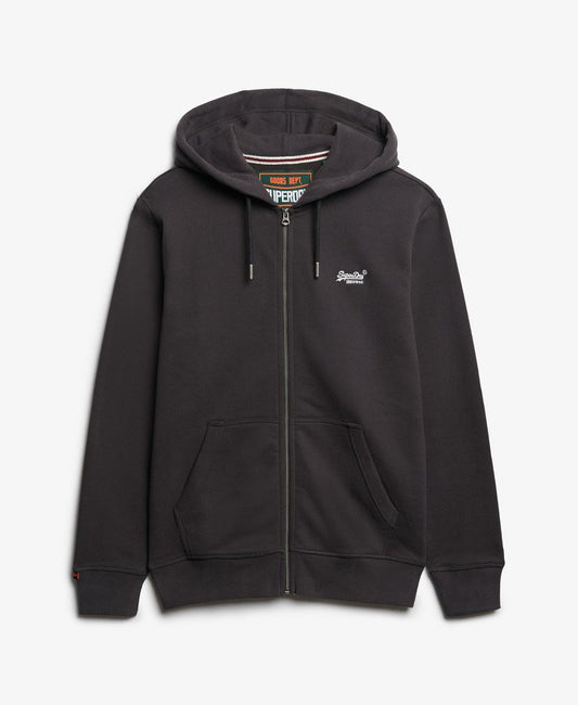 Superdry Essential Logo Half Brushed Zip Hoodie Carbon Black