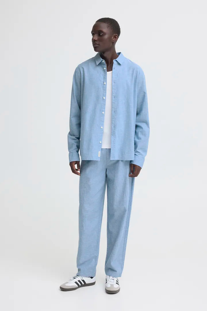 Blend Aban Linen Trousers Lichen Blue