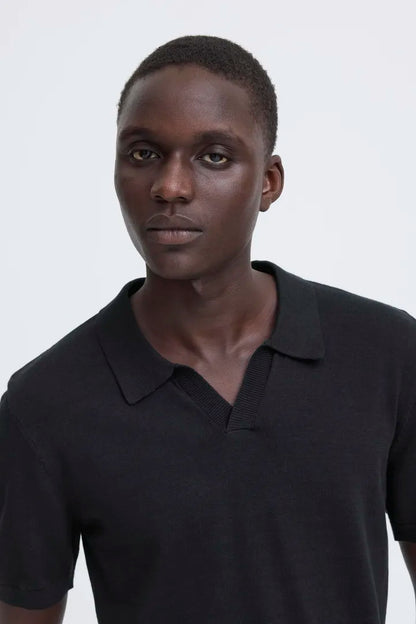 lend Bray Knit Polo Top Black Beauty Mens Smart Stylish Top from Blend