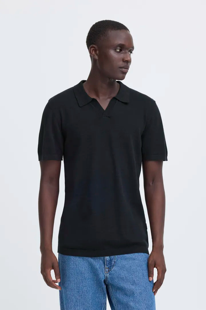 Blend Bray Knit Polo Top Black Beauty