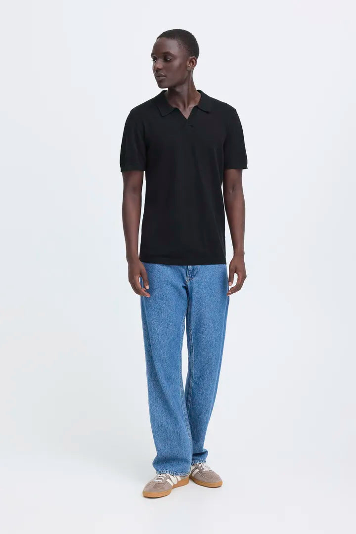 Blend Bray Knit Polo Top Black Beauty