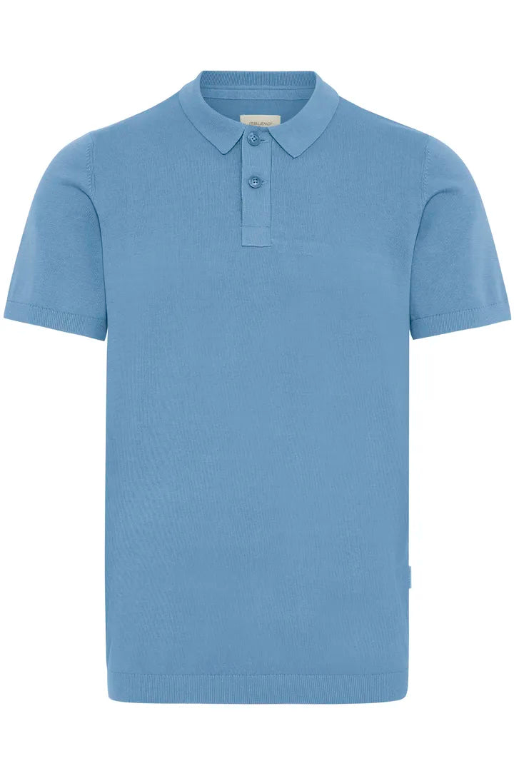 Blend Bray Knit Polo Top Copen Blue