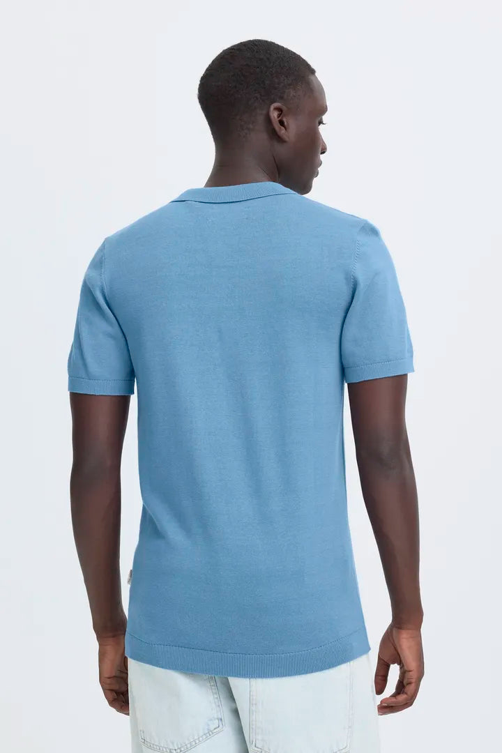 Blend Bray Knit Polo Top Copen Blue