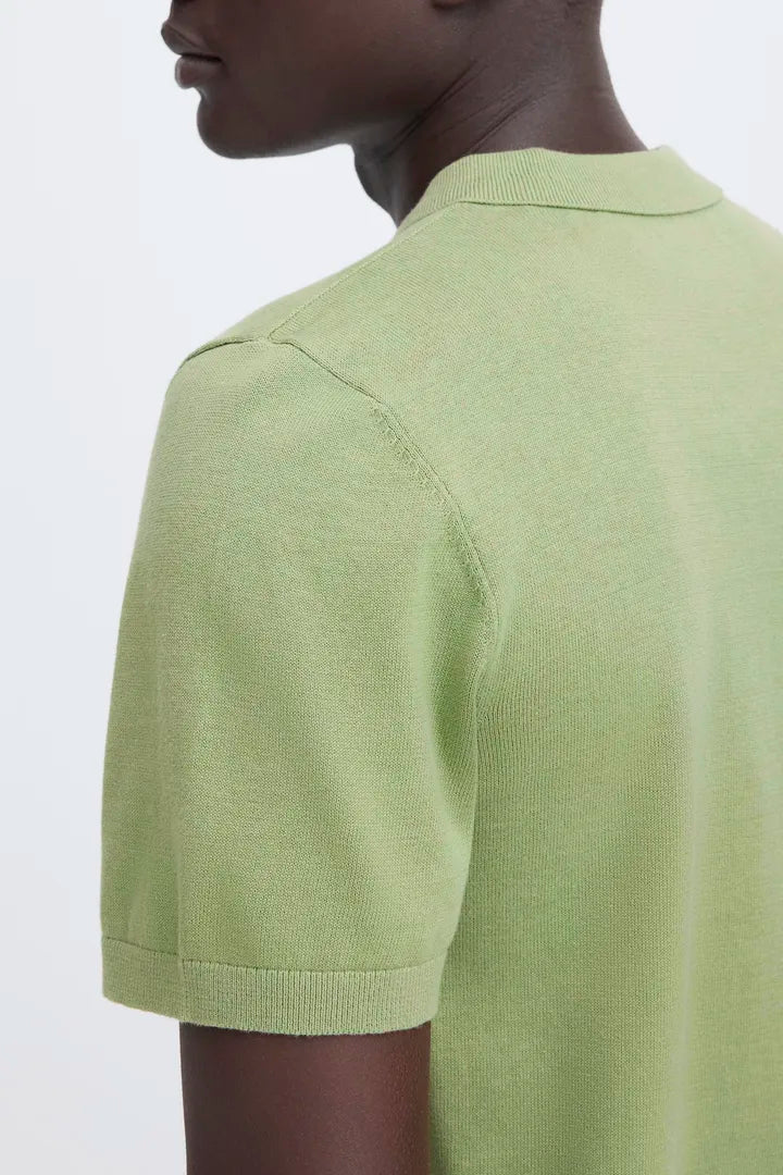 Blend Bray Knit Polo Top Oil Green