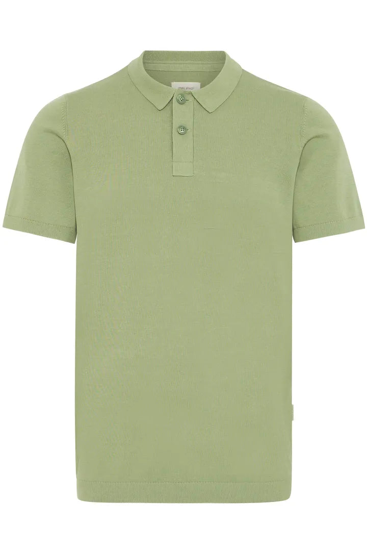 Blend Bray Knit Polo Top Oil Green