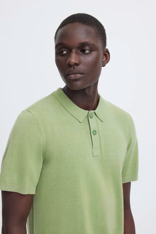 Blend Bray Knit Polo Top Oil Green