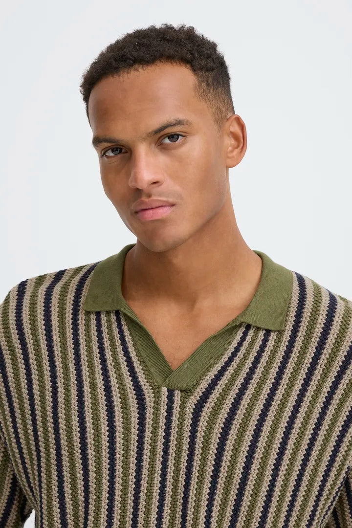 Blend Carly Polo Knit Top Winter Moss