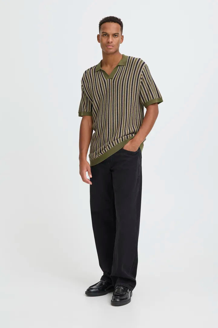 Blend Carly Polo Knit Top Winter Moss