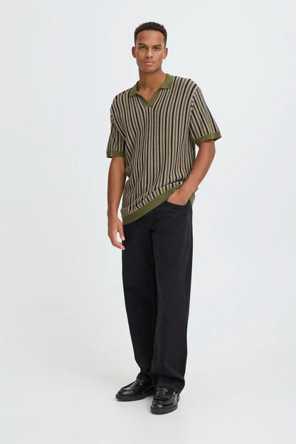 Blend Carly Polo Knit Top Winter Moss