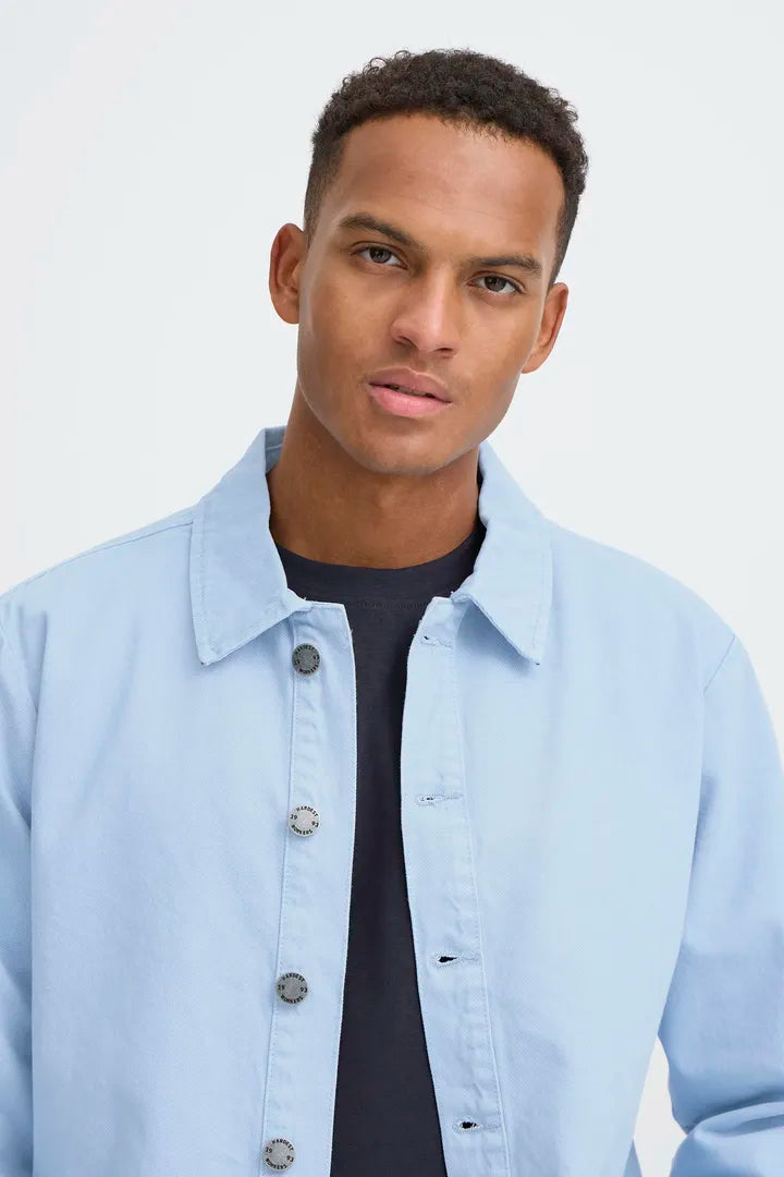 Blend Long Sleeved Overshirt Faded Denim