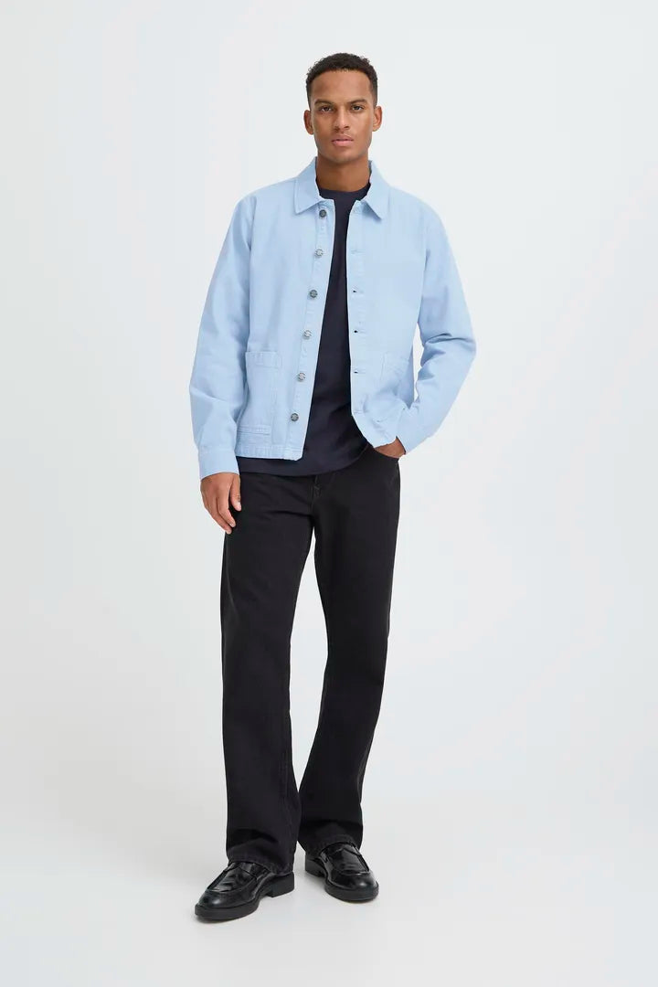 Blend Long Sleeved Overshirt Faded Denim