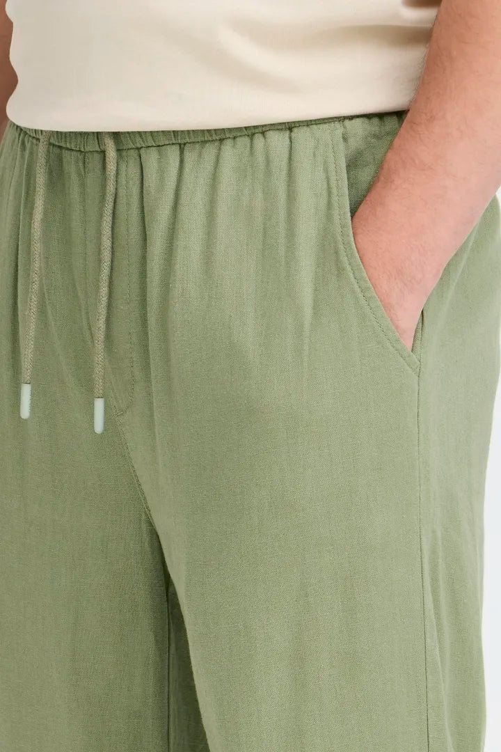 Blend Malvin Linen Trousers Oil Green