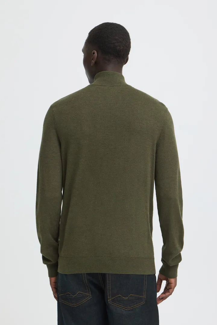 Blend Pullover Half Zipp Knitted Forest Night