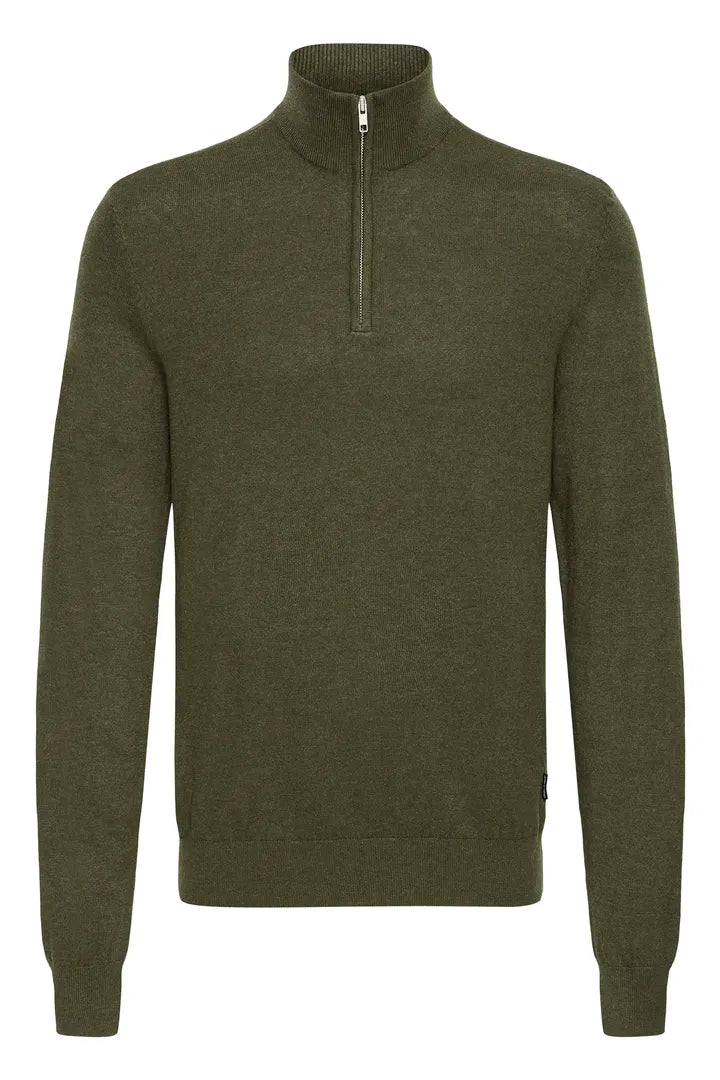 Blend Pullover Half Zipp Knitted Forest Night