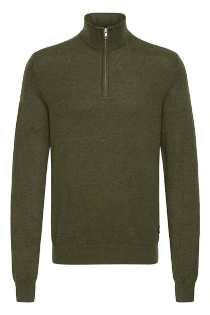 Blend Pullover Half Zipp Knitted Forest Night