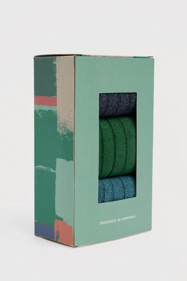 Seasalt Gift Box of 3 Men’s Bloomin' Good Socks Upwelling Mix