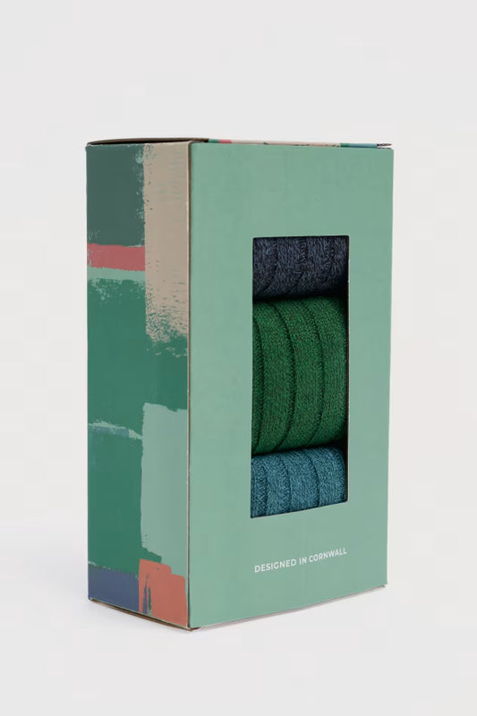 Seasalt Gift Box of 3 Men’s Bloomin' Good Socks Upwelling Mix