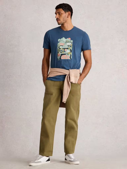 White Stuff Abersoch Short Sleeve Tee Ride & Seek Blue Print