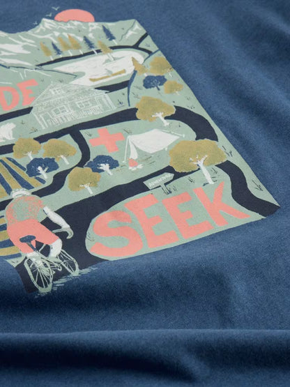 White Stuff Abersoch Short Sleeve Tee Ride & Seek Blue Print