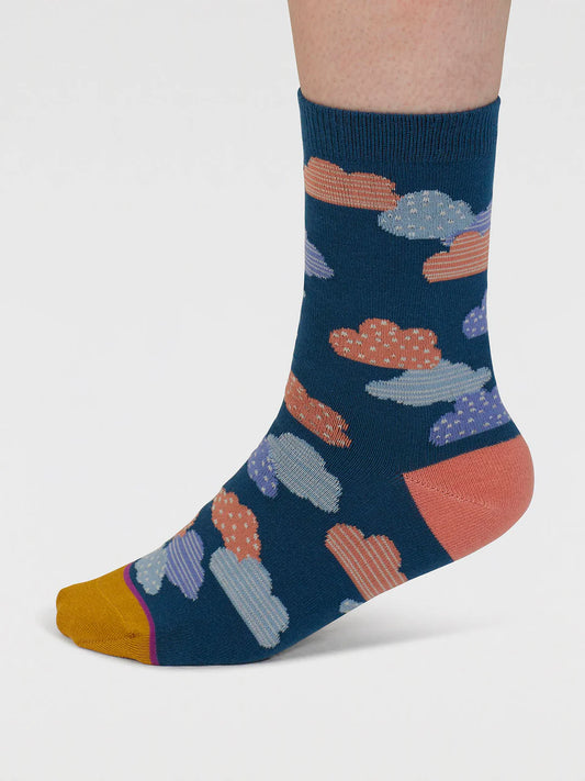 Thought Socks Womens Socks Thought Oriane Weather Organic Cotton Socks Blue Cotton Socks Funky Socks. Super soft, breathable