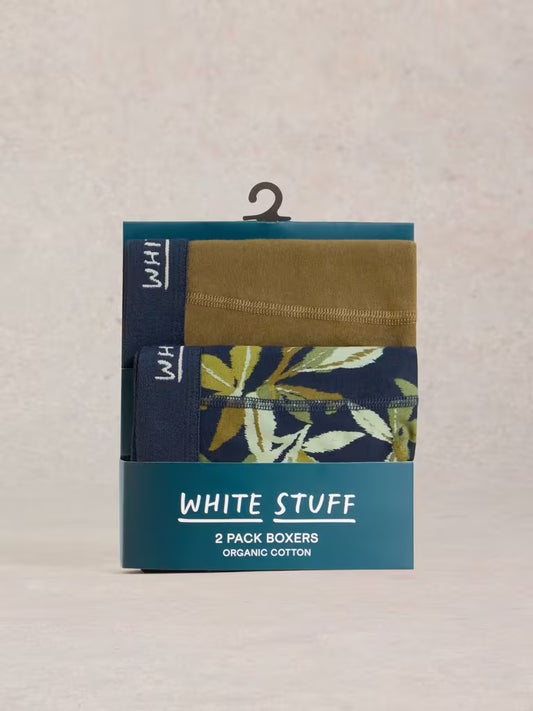 White Stuff Hove 2Pack Boxers Print Plain Blue