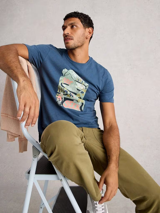 White Stuff Abersoch Short Sleeve Tee Blue Print