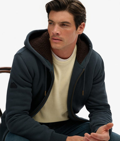Superdry Borg Lined Zip Hoodie Dark Graphite Grey