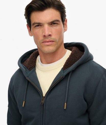 Superdry Borg Lined Zip Hoodie Dark Graphite Grey