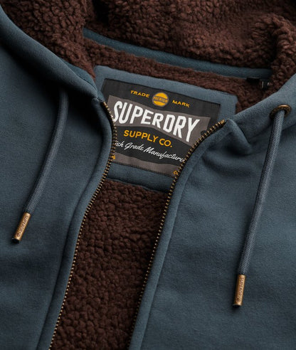 Superdry Borg Lined Zip Hoodie Dark Graphite Grey