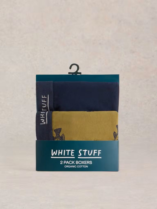 Mens Boxers White Stuff clothing White Stuff 2Pack Boxers Plain Print Green Boxers