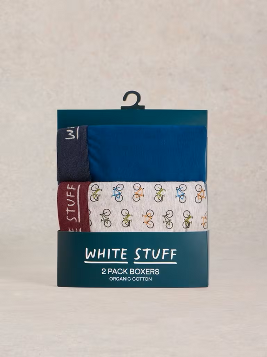 Mens Boxers White Stuff clothing White Stuff 2Pack Boxers Plain Print Teal Boxers