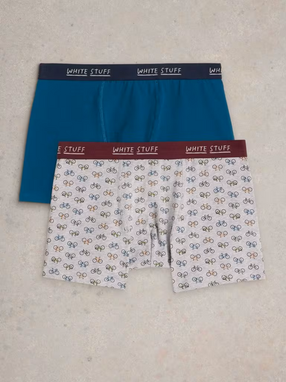 White Stuff 2Pack Boxers Plain Print Teal