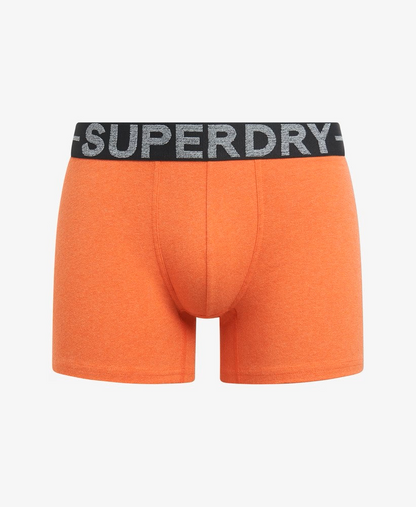 Superdry Organic Cotton Boxer Triple Pack Dark Indigo Blue Marl/Bright Orange Marl