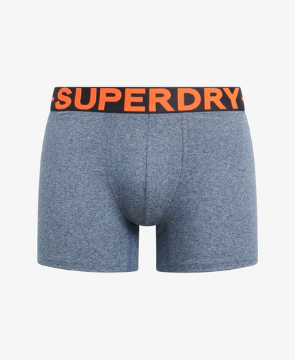 Superdry Organic Cotton Boxer Triple Pack Dark Indigo Blue Marl/Bright Orange Marl