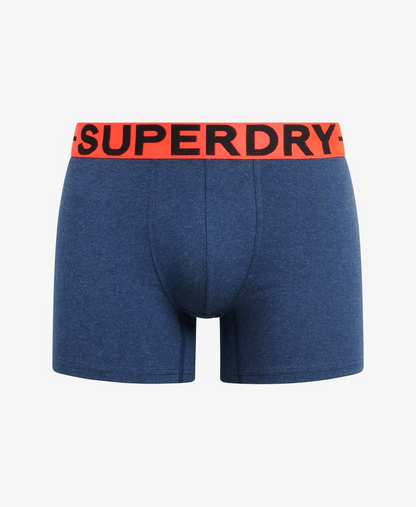 Superdry Organic Cotton Boxer Triple Pack Dark Indigo Blue Marl/Bright Orange Marl