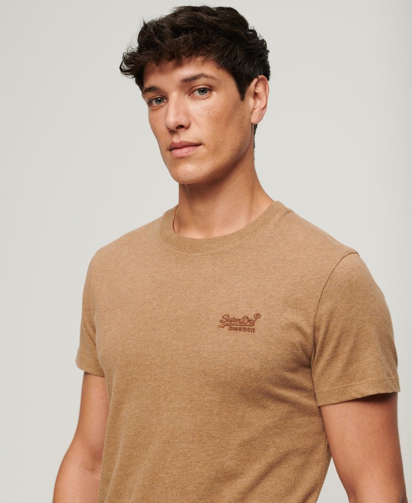 Superdry Organic Cotton Essential Logo T-Shirt Buck Tan Brown Marl