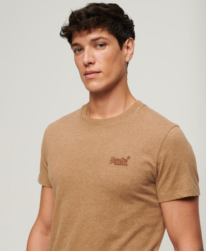 Superdry Organic Cotton Essential Logo T-Shirt Buck Tan Brown Marl