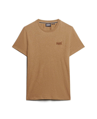 Superdry Organic Cotton Essential Logo T-Shirt Buck Tan Brown Marl