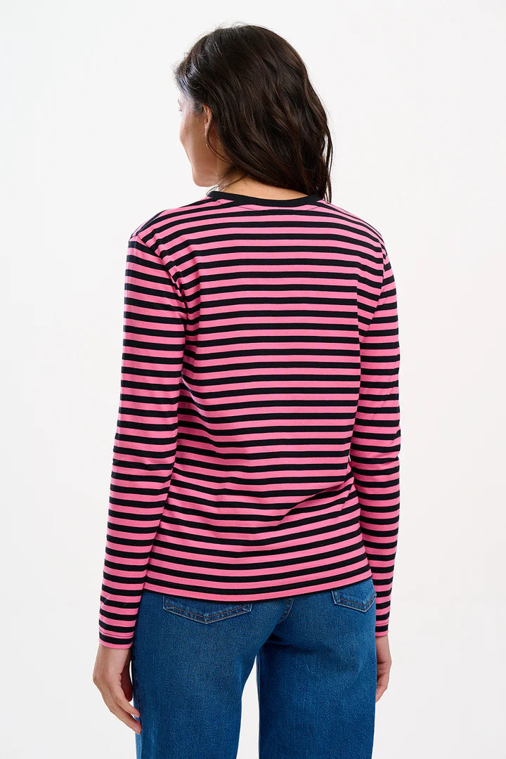 Sugarhill Brighton Brunswick Jersey Top Black/Pink Leaping Tiger