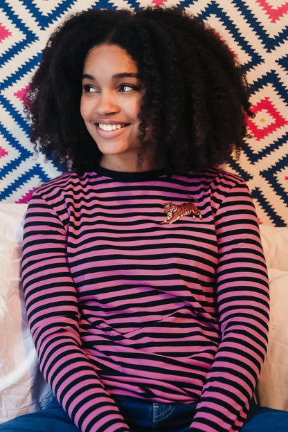 Sugarhill Brighton Brunswick Jersey Top Black/Pink Leaping Tiger Sugarhill Brighton clothing womens top