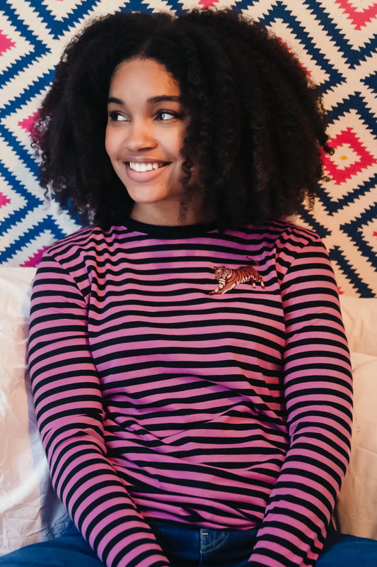 Sugarhill Brighton Brunswick Jersey Top Black/Pink Leaping Tiger Sugarhill Brighton clothing womens top