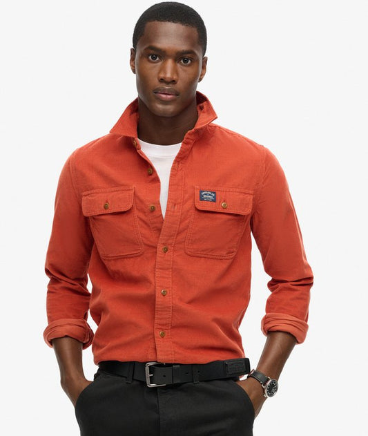Superdry Classic Needle Cord Shirt Burnt Orange