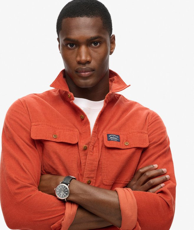 Superdry Classic Needle Cord Shirt Burnt Orange
