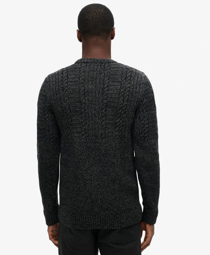 Superdry Jacob Cable Jumper Charcoal Black Twist