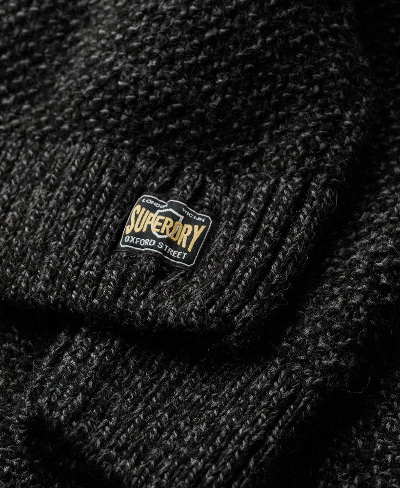 Superdry Jacob Cable Jumper Charcoal Black Twist