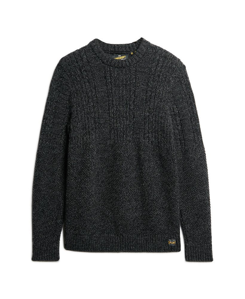 Superdry Jacob Cable Jumper Charcoal Black Twist