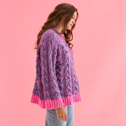 Cara & The Sky Jennie Cable High Neck Balloon Sleeve Jumper Denim