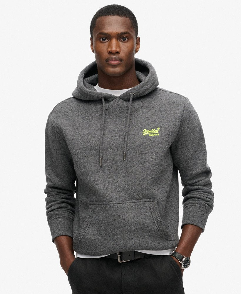 Superdry Essential Logo Hoodie Carbon Grey Marl Superdry Clothing Mens Hoodie